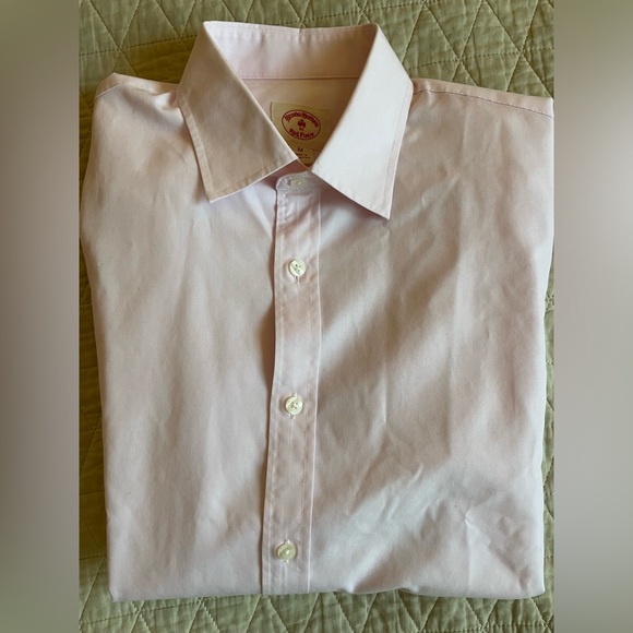 Brooks Brothers Red Fleece Solid Print Point Collar Shirt in Pink Size M - Picture 1 of 5